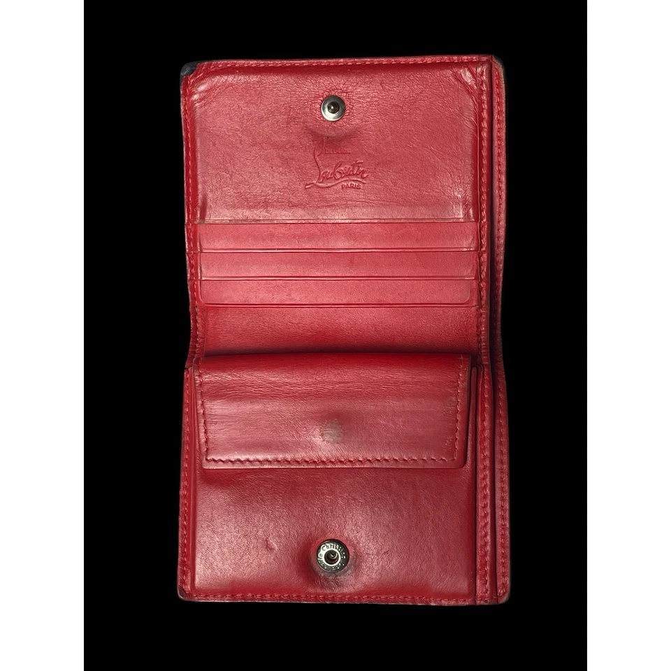 Raro Christian Louboutin Kios Tachuelas Punk Cuero Doble Cartera con Certificado de Autenticidad Foto 3 de 4