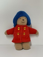 Eden Paddington Bear Red Coat Blue Hat Plush Rattle Baby Toy Vintage 8"
