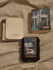 ZIPPO GUY HARVEY GREAT WHITE SHARK LIGHTER BRUSHED FINISH #21052 NEW WITH TIN
