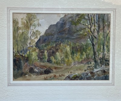 ERNEST JAMES STONE AQUARELL BIRKEN IN BORROWDALE 1933