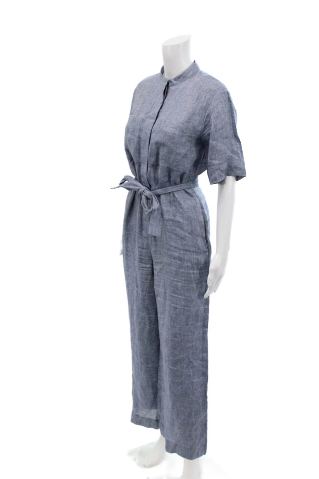 Mono Theory Mujer Algodón Abotonado Cintura Atado Piernas Anchas Azul Talla 0 Foto 2 de 4