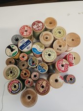 30 Vintage Wooden Thread Spools Coats Clark Bestso Sewing Notions Craft Lot