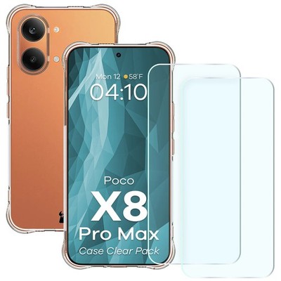 Handyhülle + 2x Glas für Xiaomi POCO X8 Pro Max Bizon Case Cover Transparent