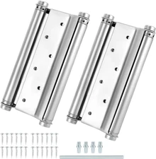 8in SS Double Action Spring Door Hinges 2 Pack for Cafe Saloon Doors Swing Entry