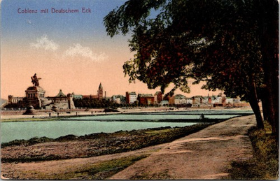 #ad #ad Koblenz Germany Deutsches Eck Statue Scenic River View Historical Postcard $4.00