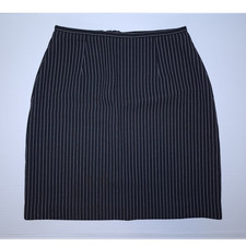 Vintage Y2K Esprit Black/White Business Pinstripe Pencil Skirt Zip Slit Sz 1 - 2