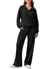 2 Piece Sets for Women High Waist Sweatsuit Zip Up Sweatshirt Sweatpants Loun...