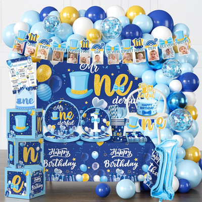 237-Piece Mr Onederful 1st Birthday Party Decoration Set for Boys
