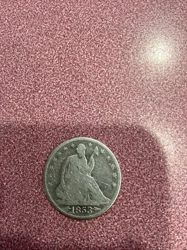 1853 Seated Liberty Half Dollar, Variety 2, Arrow Date, Rays Reverse