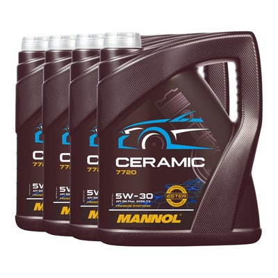MANNOL 7720 CERAMIC SAE 5W-30 Motoröl ACEA C3, VW 50501, BMW LL-04, 4x5 Liter