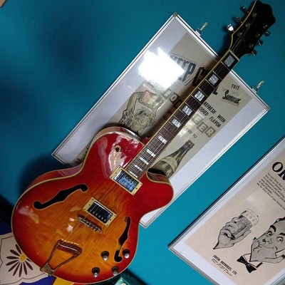 Semi-Hollow Guitar Orange Red Sunburst Epiphone Humbucker Ships from Japan