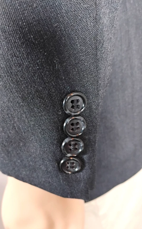 Evan Picone Macy's Mens 44R 100% WOOL Charcoal Gray Blazer Union Made in USA - Image 3 of 4