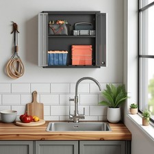 Metal Wall Cabinet Garage Wall Tool Cabinet with Shelf, Locking Storage Cabinet