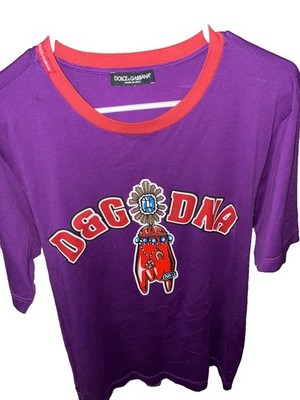 Dolce & Gabbana Purple Men's T-Shirt Size Large Made In Italy Short Sleeve