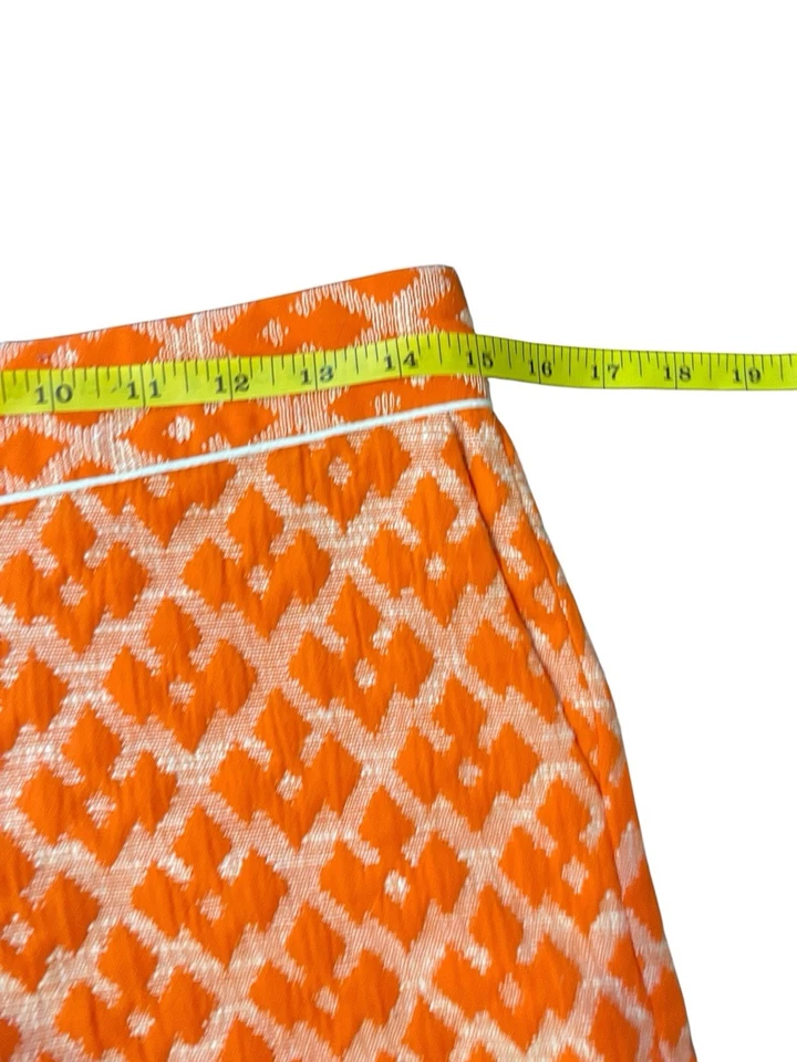 Shorts femininos JOE FRESH tamanho 2 laranja estampa geométrica texturizada - Imagem 4 de 4