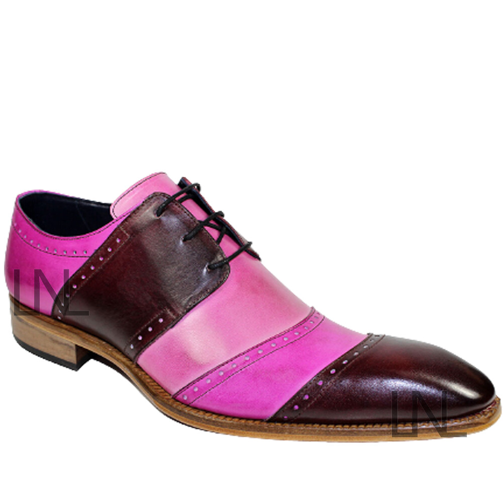 SAOLA Scarpe stringate uomo in vera pelle derby cappello punta fatta a mano suola abbinata