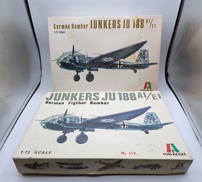 Italaerei 1/72 scale Ju 188 A1/E1 German Bomber No.117 -- TWO KITS!