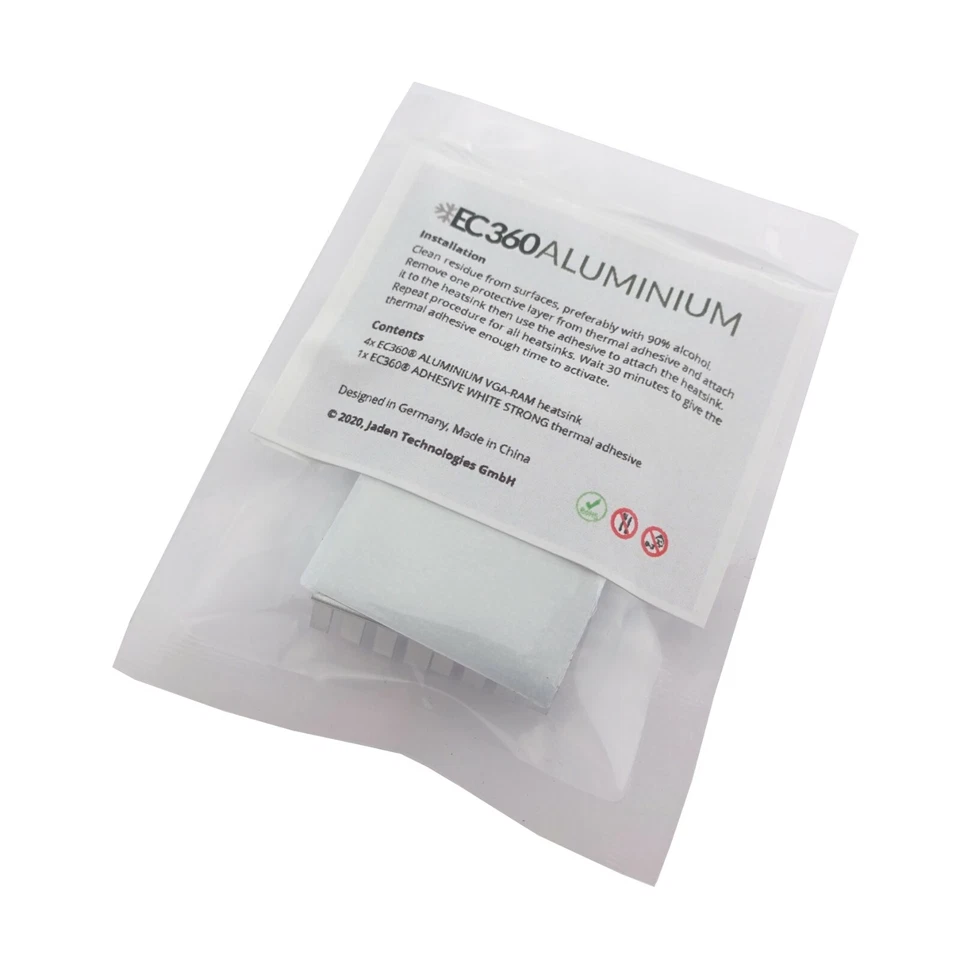 EC360® Aluminum 4-Pack VGA RAM Cooler (18/14x14x6mm) Self AdhesiveHeatsink - Image 2 of 4