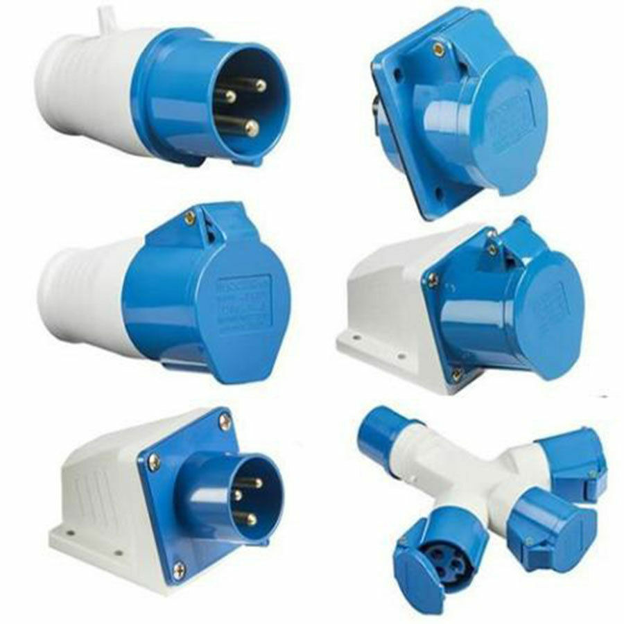 3-poliger Blauer Industriestecker IP44 16A/32A – Spritzwassergeschützt Für Camping, Caravan & Werkstatt