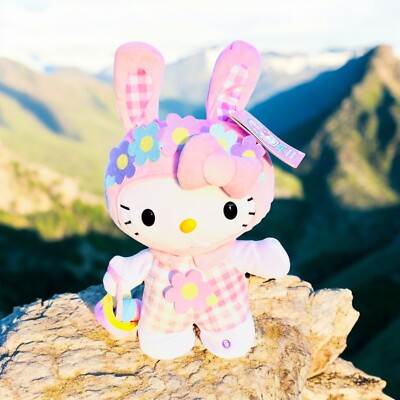 Hello Kitty Easter Greeter ''Looby Loo'' side stepper Plush Pink White Sanrio NWT