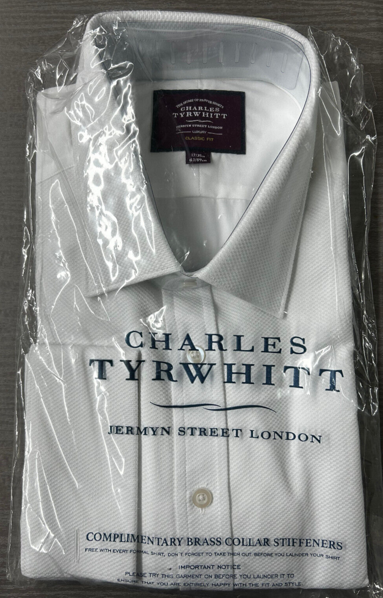 charles t dress shirts MENS 17/35 CHARLES TYRWHITT BUTTON UP EGYPTIAN COTTON DRESS SHIRT, WHITE