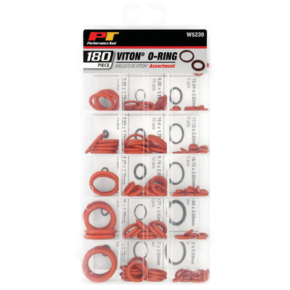 Performance Tool W5239 180-Piece Set 9mm - 20mm Viton O-Ring Assortment (NEW)