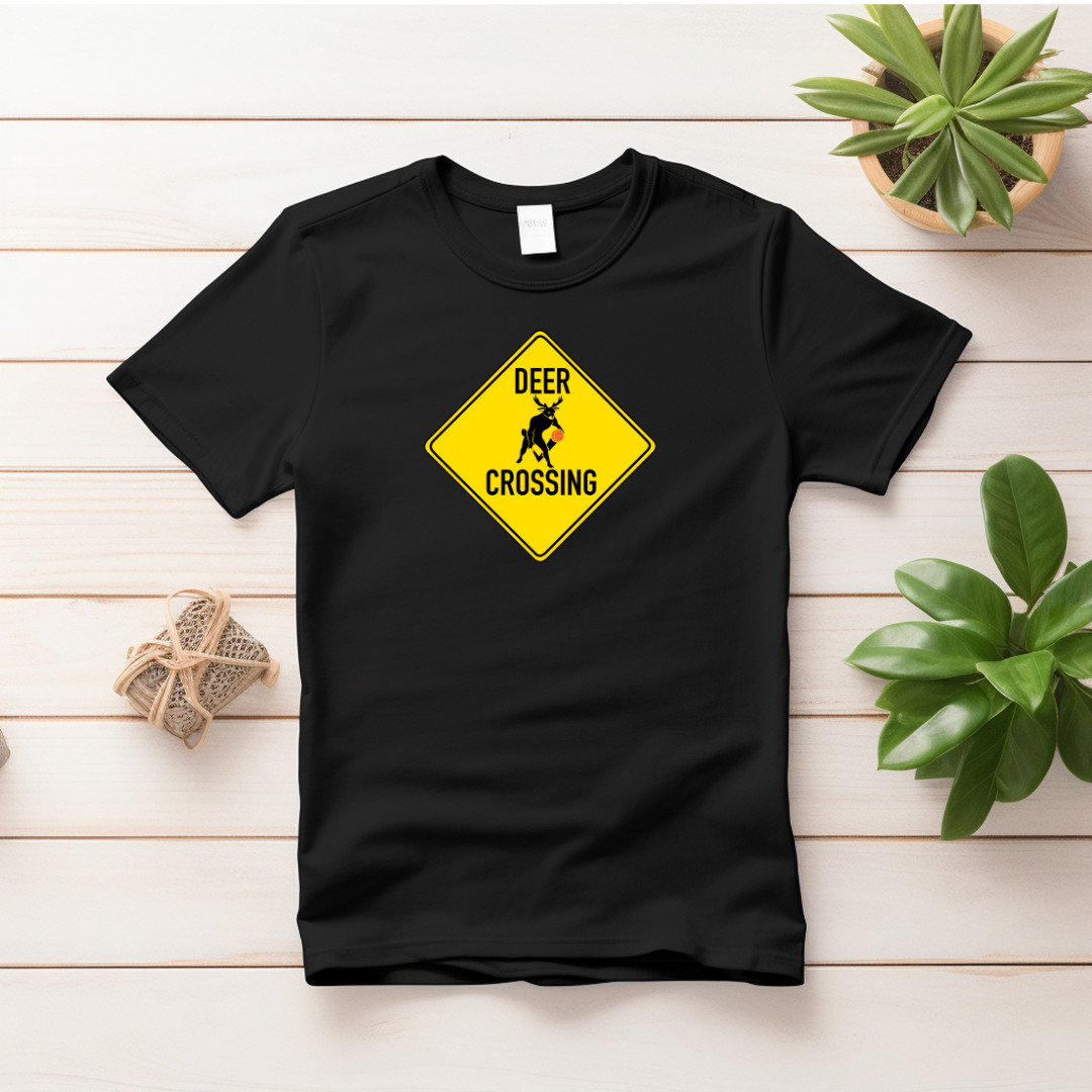 Mens/Women's "Deer Crossing" Novelty Graphic Sweatshirt/ T-s