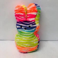 Peeps Rainbow Bunny Rabbit Plush Stuffed Toy Just Born Tie Dye 9" Neon BIN 26