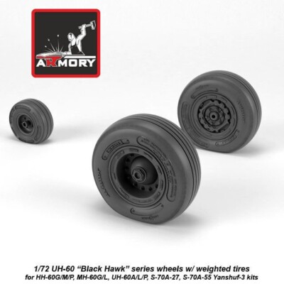 Armory Models AR AW72334 Scale kit 1/72 UH60 Black Hawk wheels w/ weighted tires
