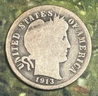 1913  Barber dime  90% Silver Dime