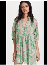 NWT BA&SH ODEON FLORAL GREEN COTTON DRESS SIZE S $255, Bash, Ulla Johnson
