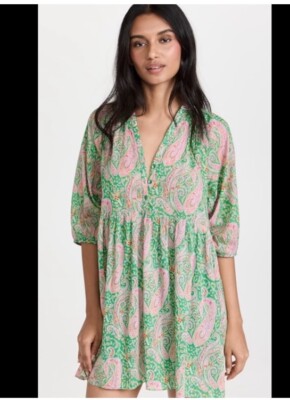 NWT BA&SH ODEON FLORAL GREEN COTTON DRESS SIZE S $255, Bash, Ulla Johnson