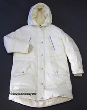 Diesel Women's R-Kamu Hooded Puffer Jacket, Ivory, Size S