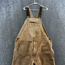 Carhartt Overalls Mens 42x34 Beige Tan Double Knee Canvas Workwear Straight Leg