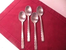 Set Of 4 Oxford Hall Stainless Steel MOONSCAPE Oval Soup Spoons 7 5/8"