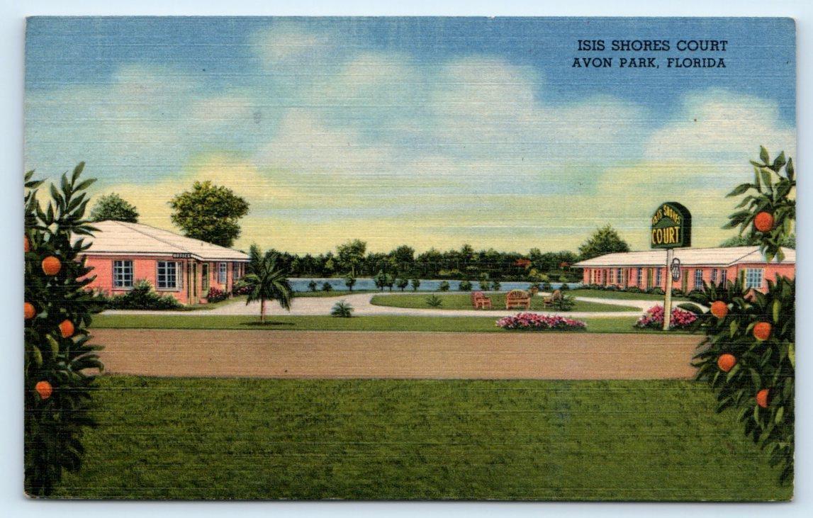 AVON PARK, Florida FL ~ Roadside IRIS SHORES COURT Motel 1953 Linen Postcard