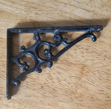 Old Black Cast Iron Decorative Corner Bracket 5.25" x 3.75"