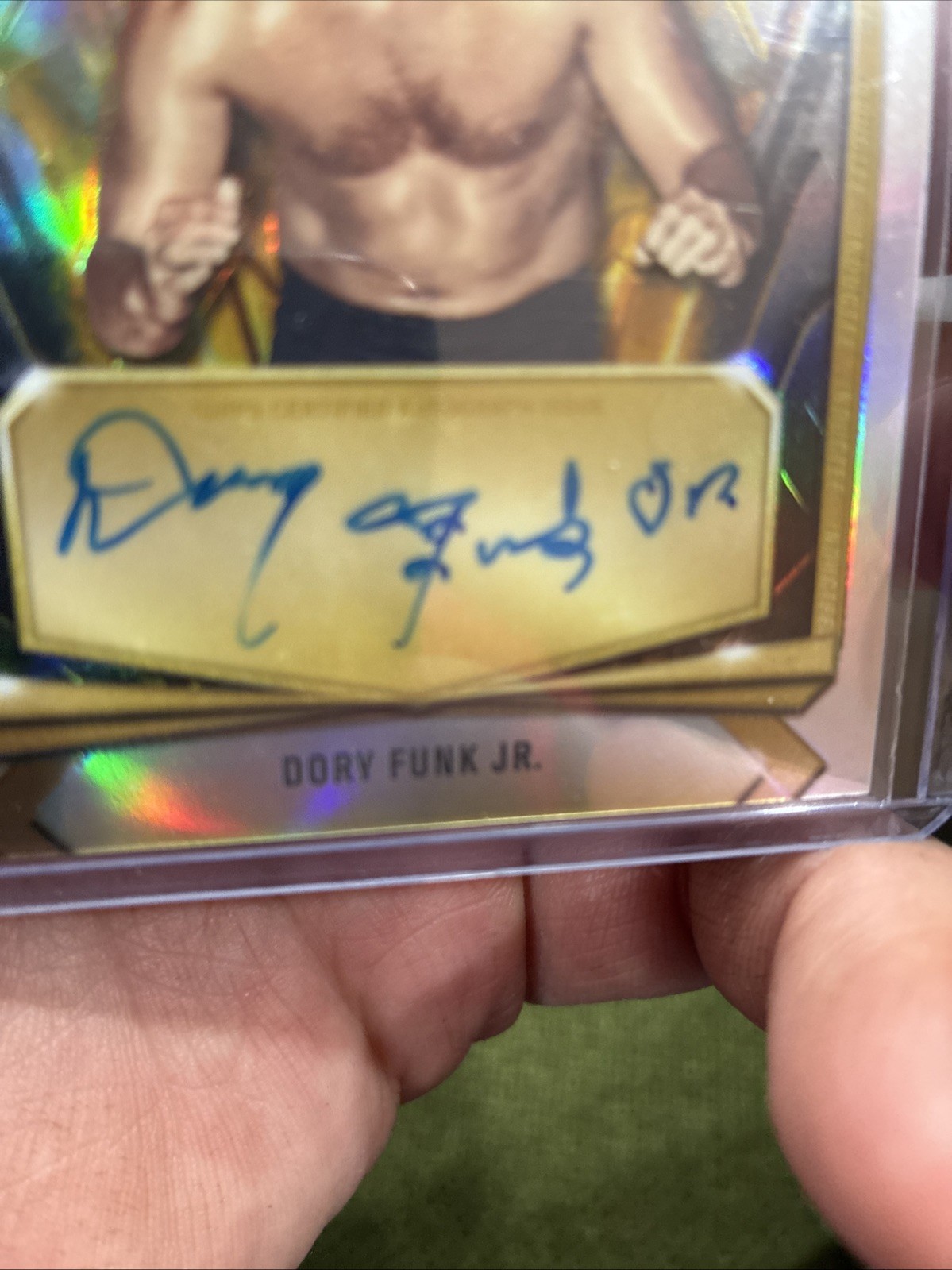 2026 Topps Chrome WWE Dory Funk Jr. Hall of Fame Auto Refractor #HOF-DF On Card
