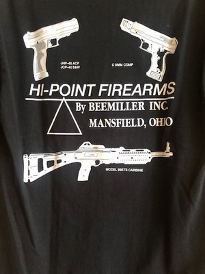 Vintage Hi-Point Fire Arms Jerzees T-Shirt Adult M  C-9mm  .45  995, Rare BLACK
