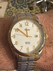 Vintage Timex Indiglo WR 30M Stretch Band Silver & Gold Tone Mens Watch