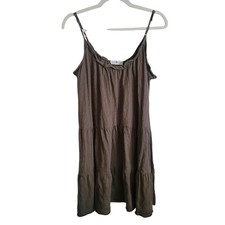 Natural Life Tiered Mini Dress Women's XXS Green Boho Oversized Beachy Rayon