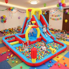 Giant Inflatable Water Long Slide Bounce House Water Park 2 Splash Pool w/Blower