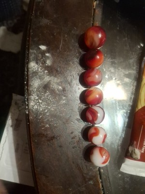Vintage M.F. CHRISTENSEN & Son / Akro Agate Marble .55  Orange Red Fire Flame 