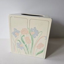 Andre Richard Pastel Floral Metal Tissue Box Cover Vintage Made in Japan
