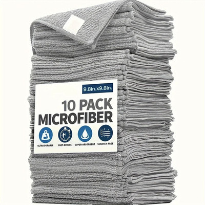 10pcs Microfiber Kitchen Towels  Soft Absorbent Cleaning Cloth - NEW