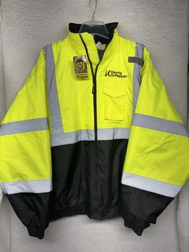 Keurig Dr Pepper OccuNomix Hi Vis Jacket Mens 3XL Yellow Employee LUX-250-JB-B - product listing photo