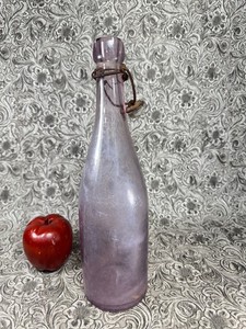 Antique 1840 1880 Glass Bottle Amethyst Purple Seam Under Blob Top Civil War Era