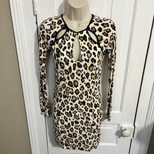 Guess Simone Leopard Sexy Rib Dress Cutouts Small Q2
