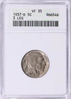 1937-D ANACS VF-35, 3 LEG, BUFFALO NICKEL ANACS VF-35, *OLD HOLDER NICE COIN* !!