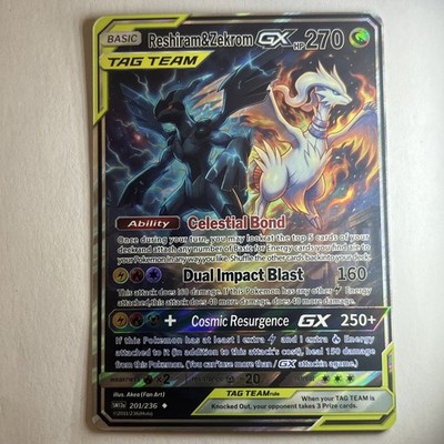 Reshiram & Zekrom GX Tag, Holo ART, Full Art, This Is NOT A Pokemon Game Card